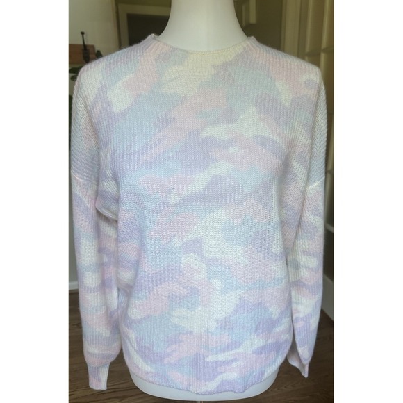 27 Miles Malibu Vaughn Cashmere Sweater Pastel Camo Hand Dyed Women's M NWT - Picture 2 of 8